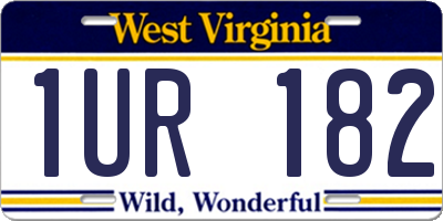 WV license plate 1UR182