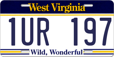 WV license plate 1UR197