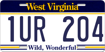 WV license plate 1UR204