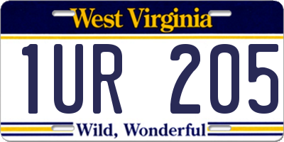 WV license plate 1UR205