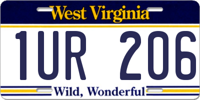 WV license plate 1UR206