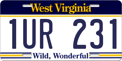 WV license plate 1UR231