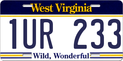 WV license plate 1UR233