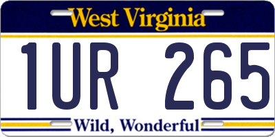 WV license plate 1UR265