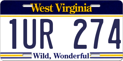 WV license plate 1UR274