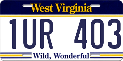 WV license plate 1UR403