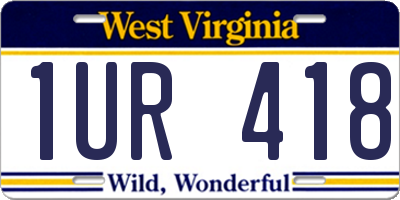 WV license plate 1UR418