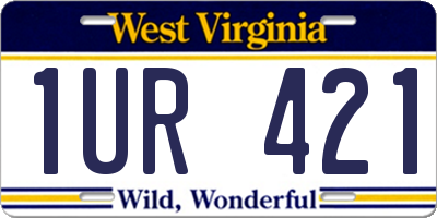 WV license plate 1UR421