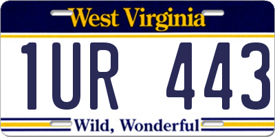 WV license plate 1UR443