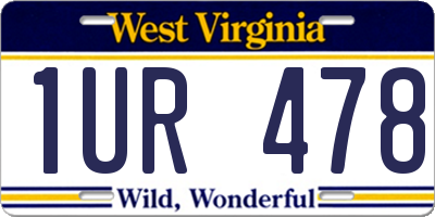 WV license plate 1UR478