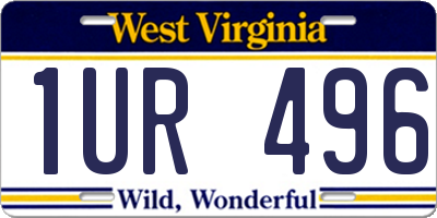 WV license plate 1UR496