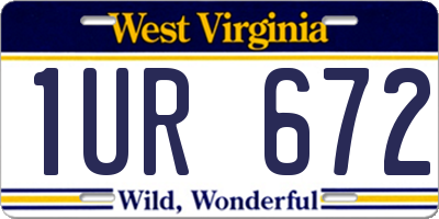 WV license plate 1UR672