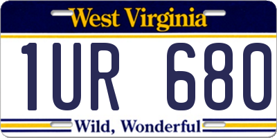 WV license plate 1UR680