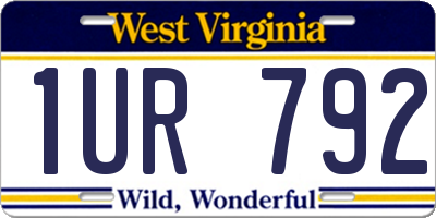 WV license plate 1UR792