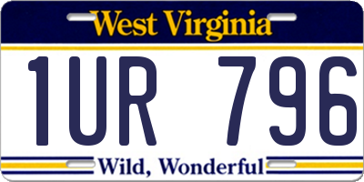WV license plate 1UR796