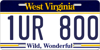 WV license plate 1UR800