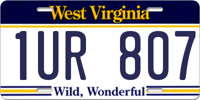 WV license plate 1UR807