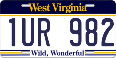 WV license plate 1UR982