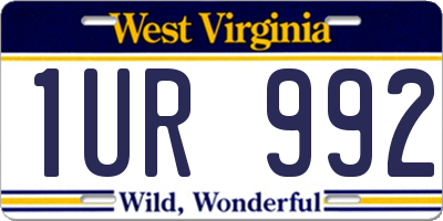 WV license plate 1UR992