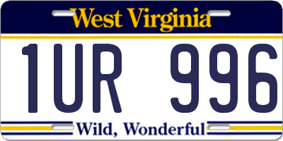 WV license plate 1UR996