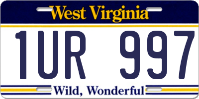 WV license plate 1UR997
