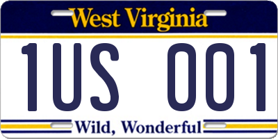 WV license plate 1US001