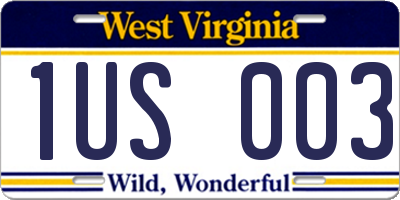 WV license plate 1US003