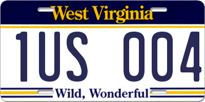WV license plate 1US004
