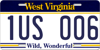 WV license plate 1US006