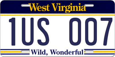 WV license plate 1US007