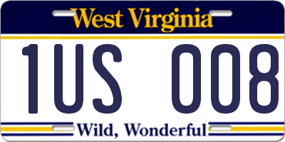 WV license plate 1US008