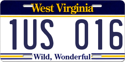 WV license plate 1US016