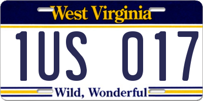 WV license plate 1US017