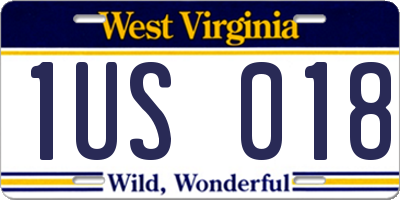 WV license plate 1US018