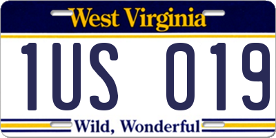 WV license plate 1US019