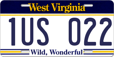 WV license plate 1US022
