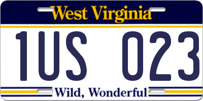 WV license plate 1US023