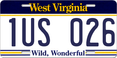 WV license plate 1US026