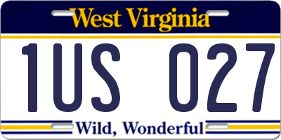 WV license plate 1US027