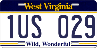 WV license plate 1US029