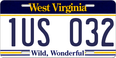 WV license plate 1US032