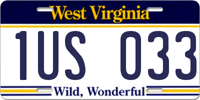 WV license plate 1US033