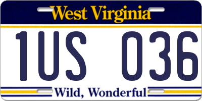 WV license plate 1US036