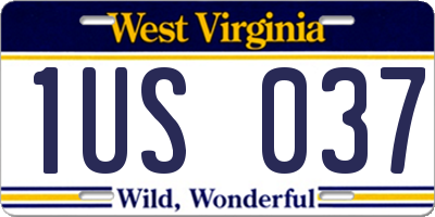 WV license plate 1US037