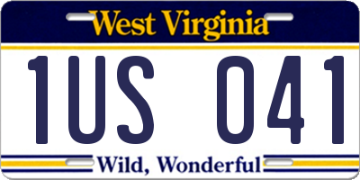 WV license plate 1US041