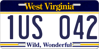 WV license plate 1US042