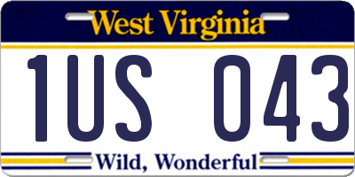 WV license plate 1US043
