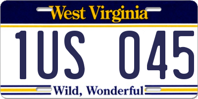 WV license plate 1US045