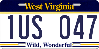 WV license plate 1US047