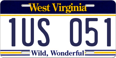WV license plate 1US051